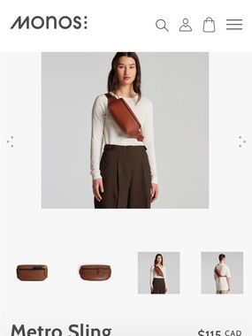 Monos Metro Sling Bag in Warm Brown NWOT